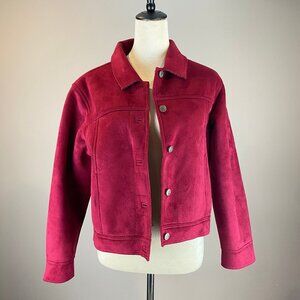 J. Jill Jacket Women's Size Small Faux Suede Burgandy